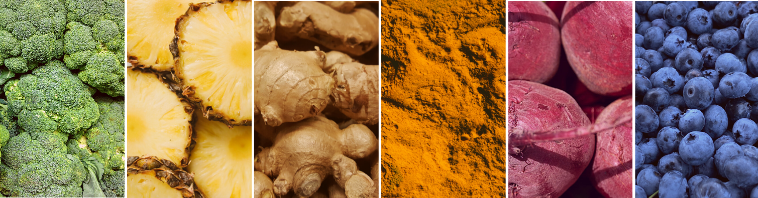 Entzündungshemmende Lebensmittel: Brokkoli, Ananas, Ingwer, Kurkuma, Rote Beete, Blaubeeren